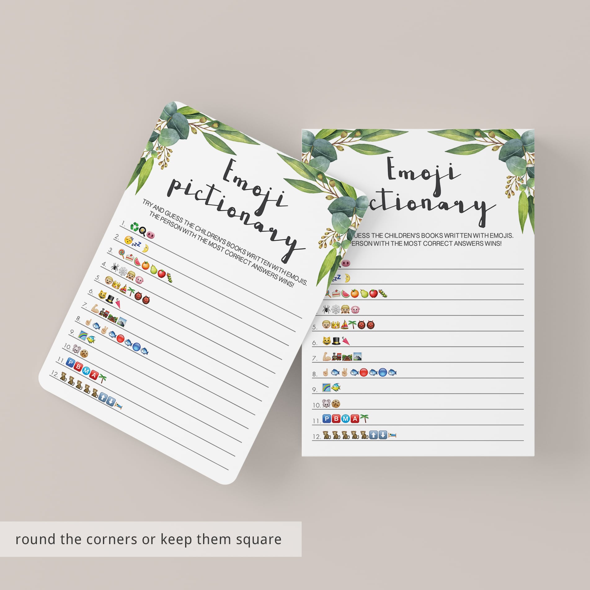 Emoji pictionary printable game for gender neutral baby shower by LittleSizzle