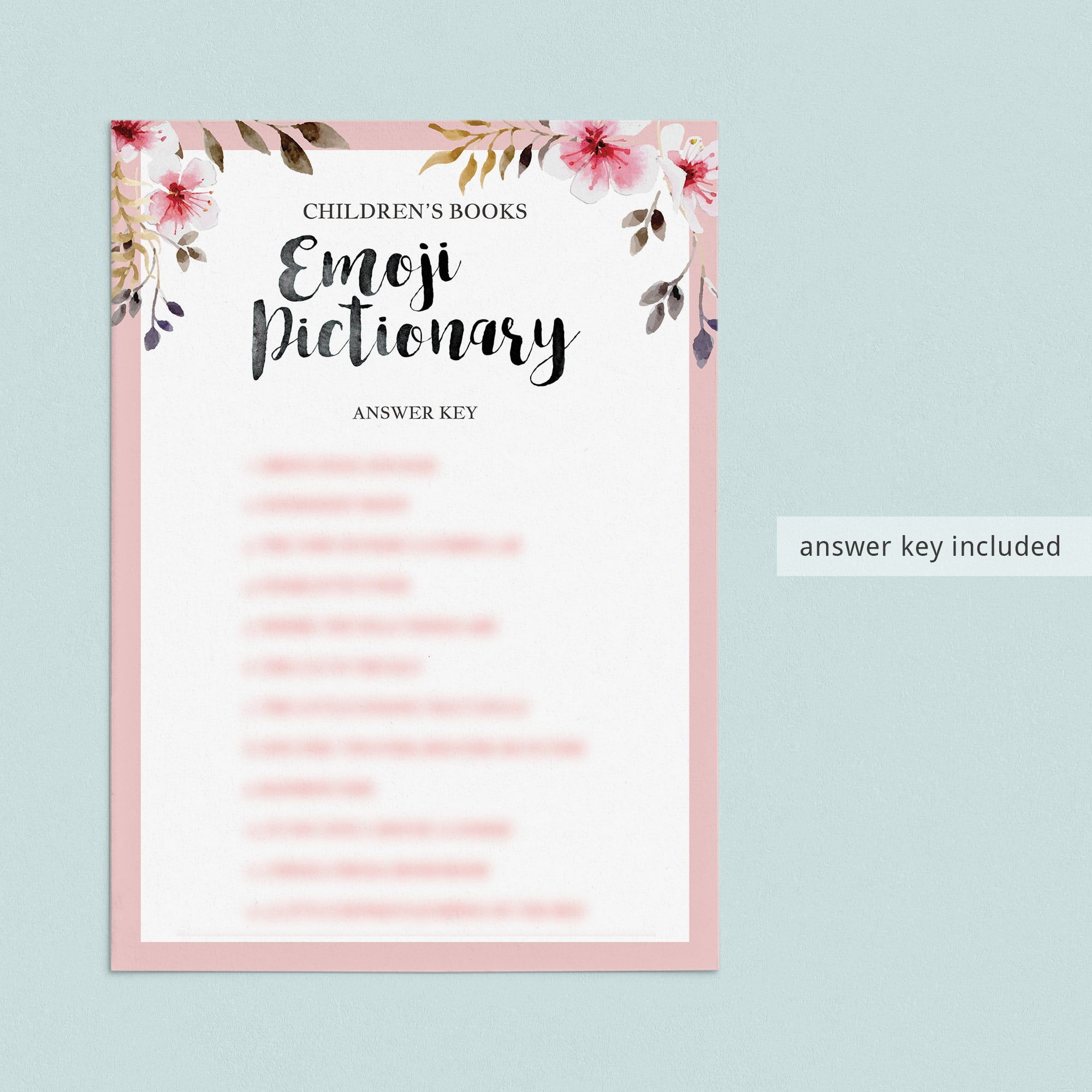 Floral baby shower pictionary game by LittleSizzle
