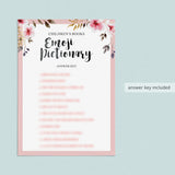 Floral baby shower pictionary game by LittleSizzle