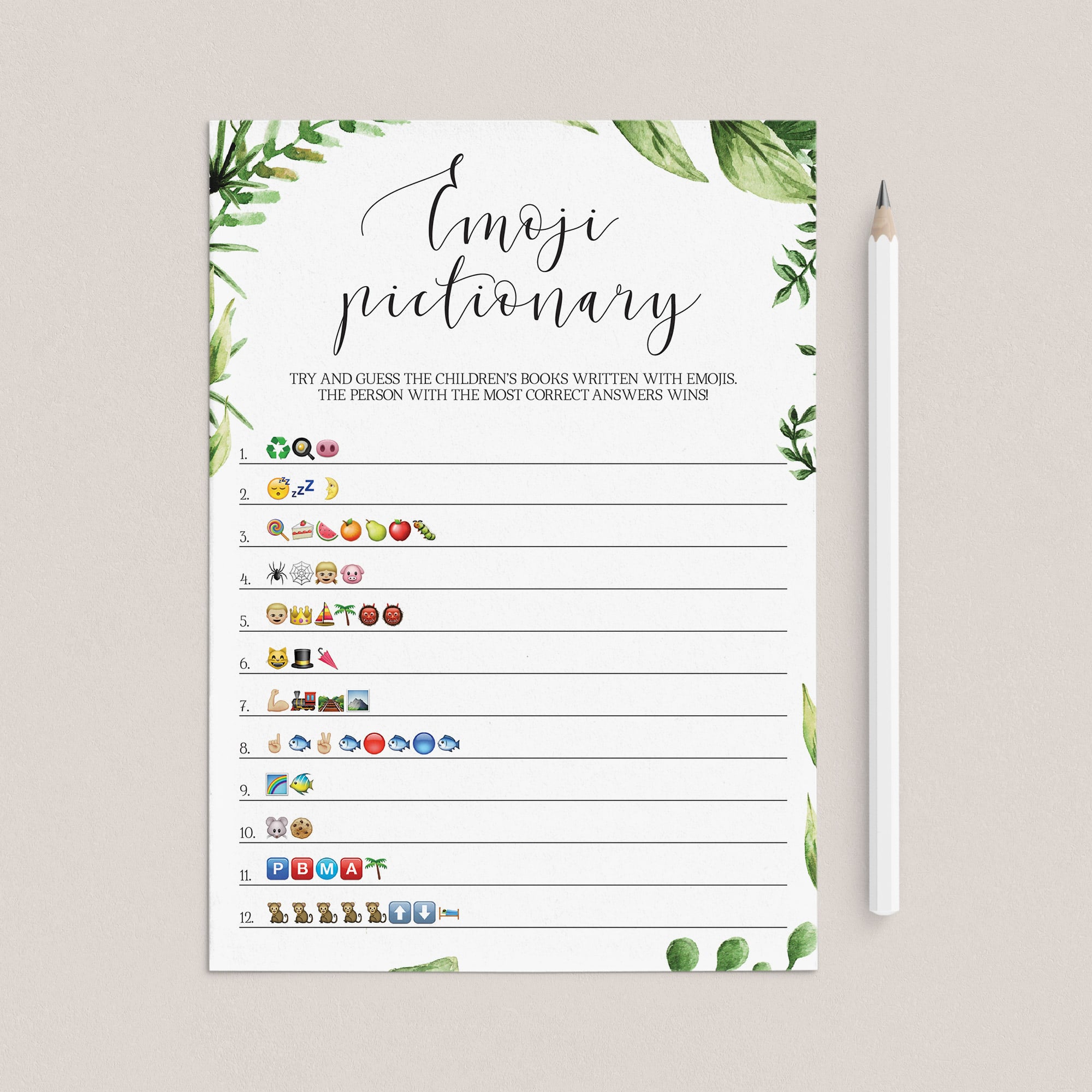 Baby shower emoji pictionary game answer key download  by LittleSizzle