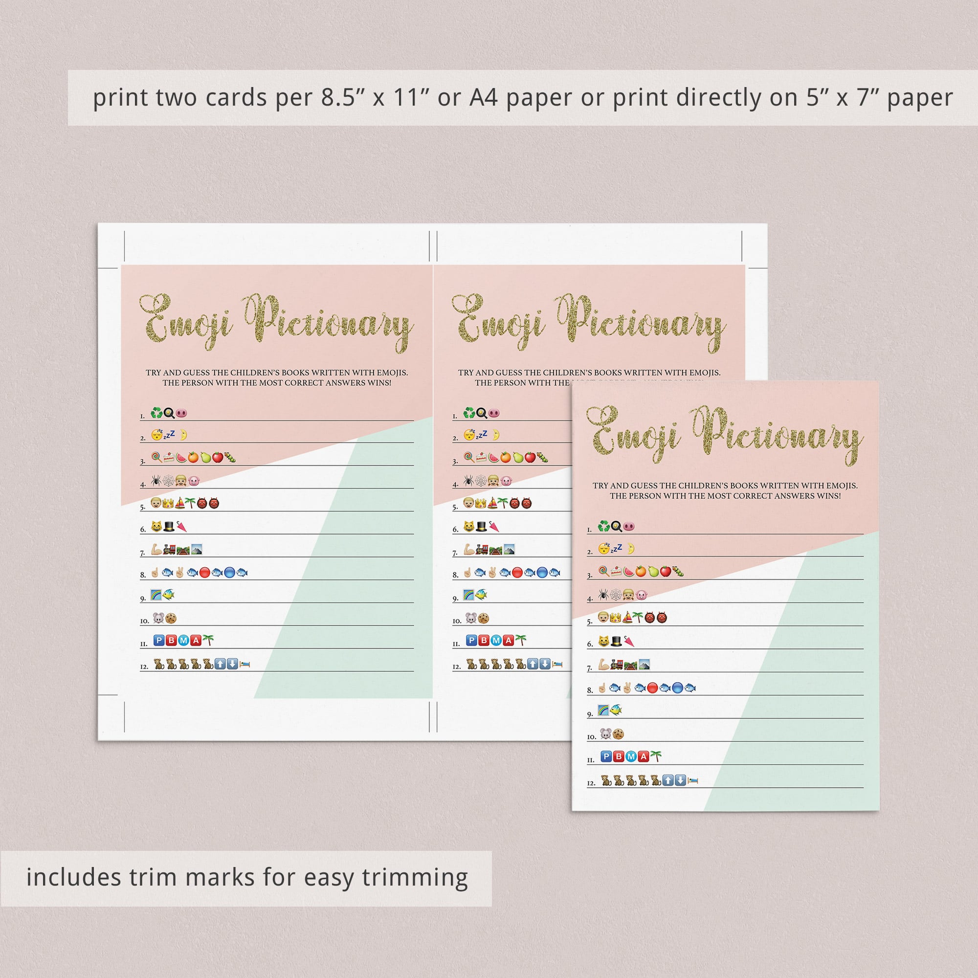 Pink baby shower game emoji pictionary for girls by LittleSizzle