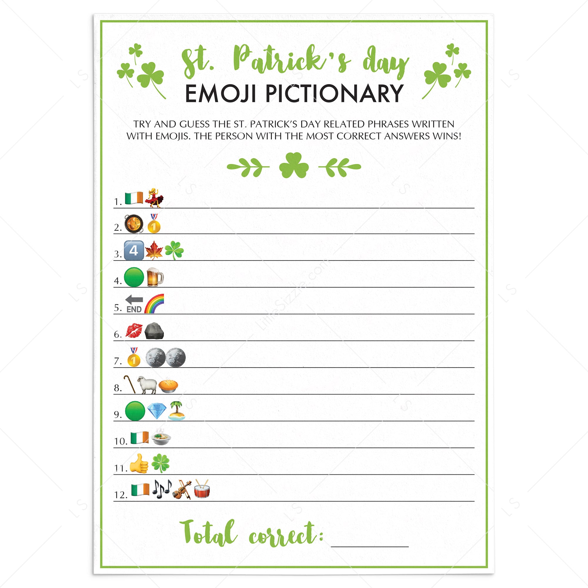 (Virtual) Emoji Pictionary St Patricks Day Game by LittleSizzle