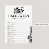 Gothic Black Halloween Party Games with Floral Skull Printable