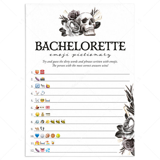 Skull Bachelorette Party Game Emoji Pictionary with Answers by LittlesSizzle