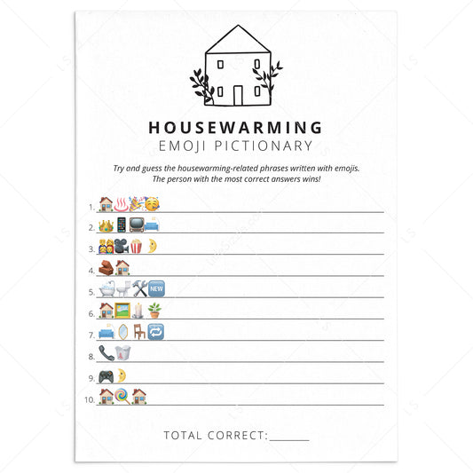 Housewarming Party Emoji Game with Answer Key Printable by LittleSizzle