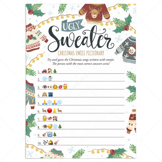 Ugly Christmas Sweater Party Emojis Game with Answers by LittleSizzle