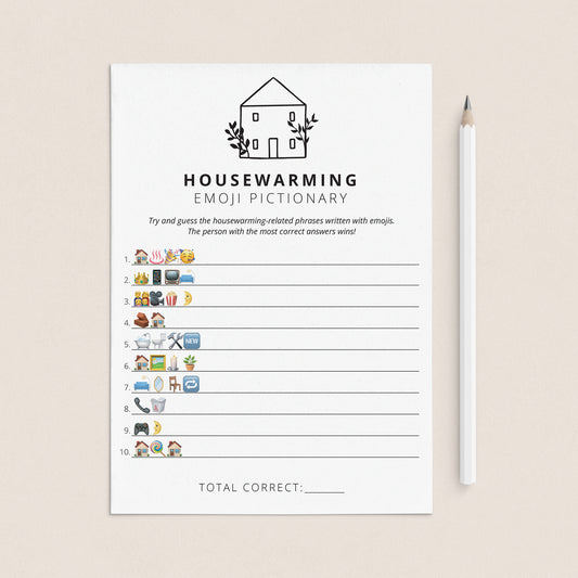 Housewarming Party Emoji Game with Answer Key Printable by LittleSizzle