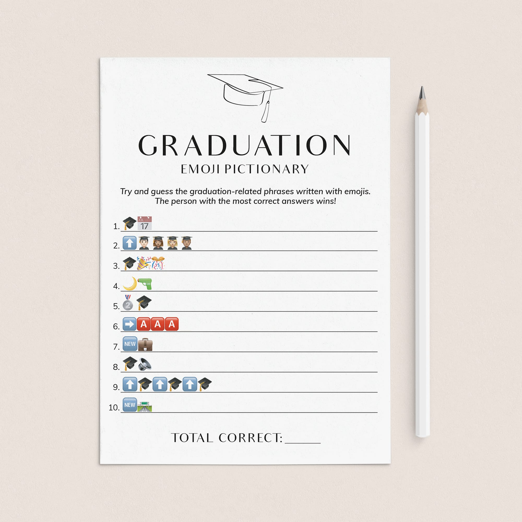 Graduation Emoji Game with Answer Key Printable by LittleSizzle