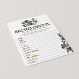Skull Bachelorette Party Game Emoji Pictionary with Answers