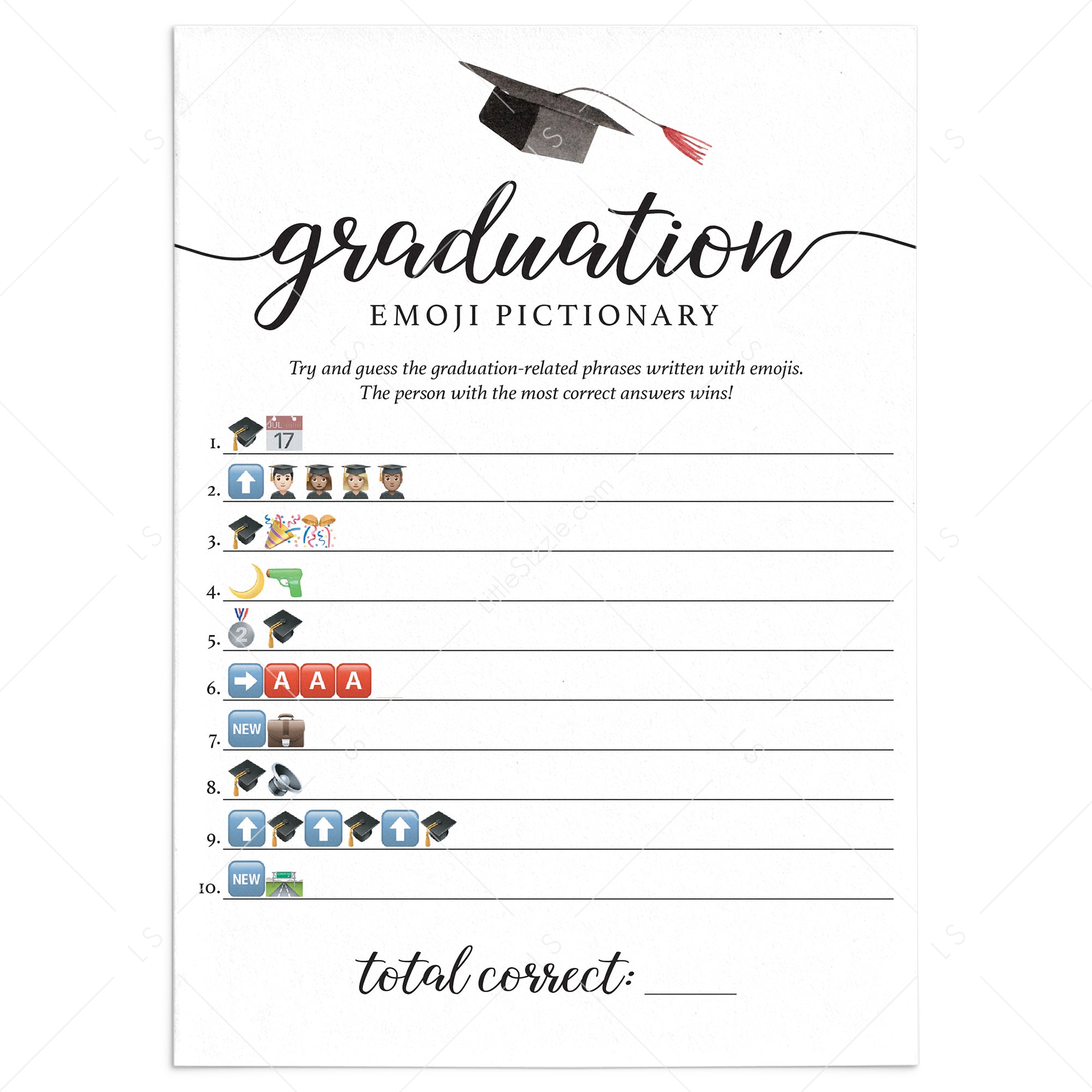Graduation Party Emoji Game Printable by LittleSizzle
