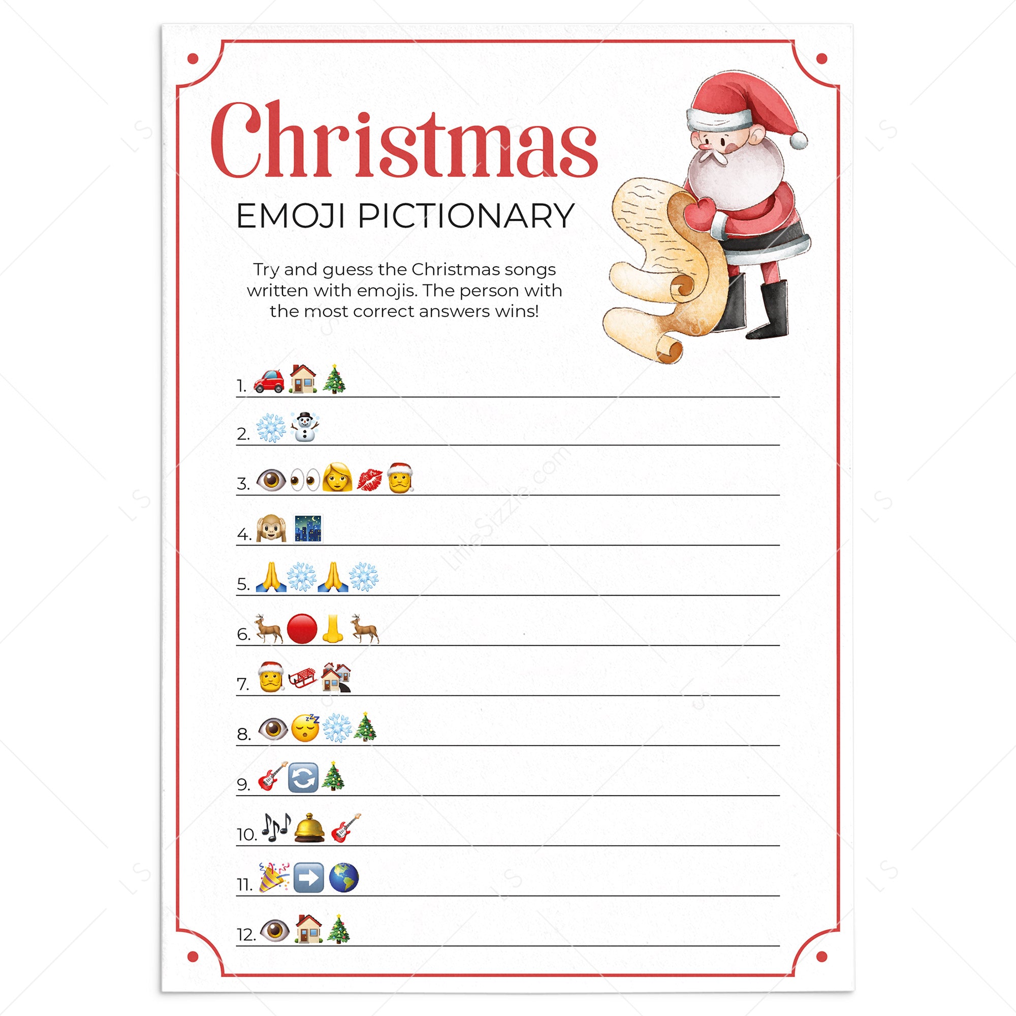 Christmas Emojis Game Printable by LittleSizzle