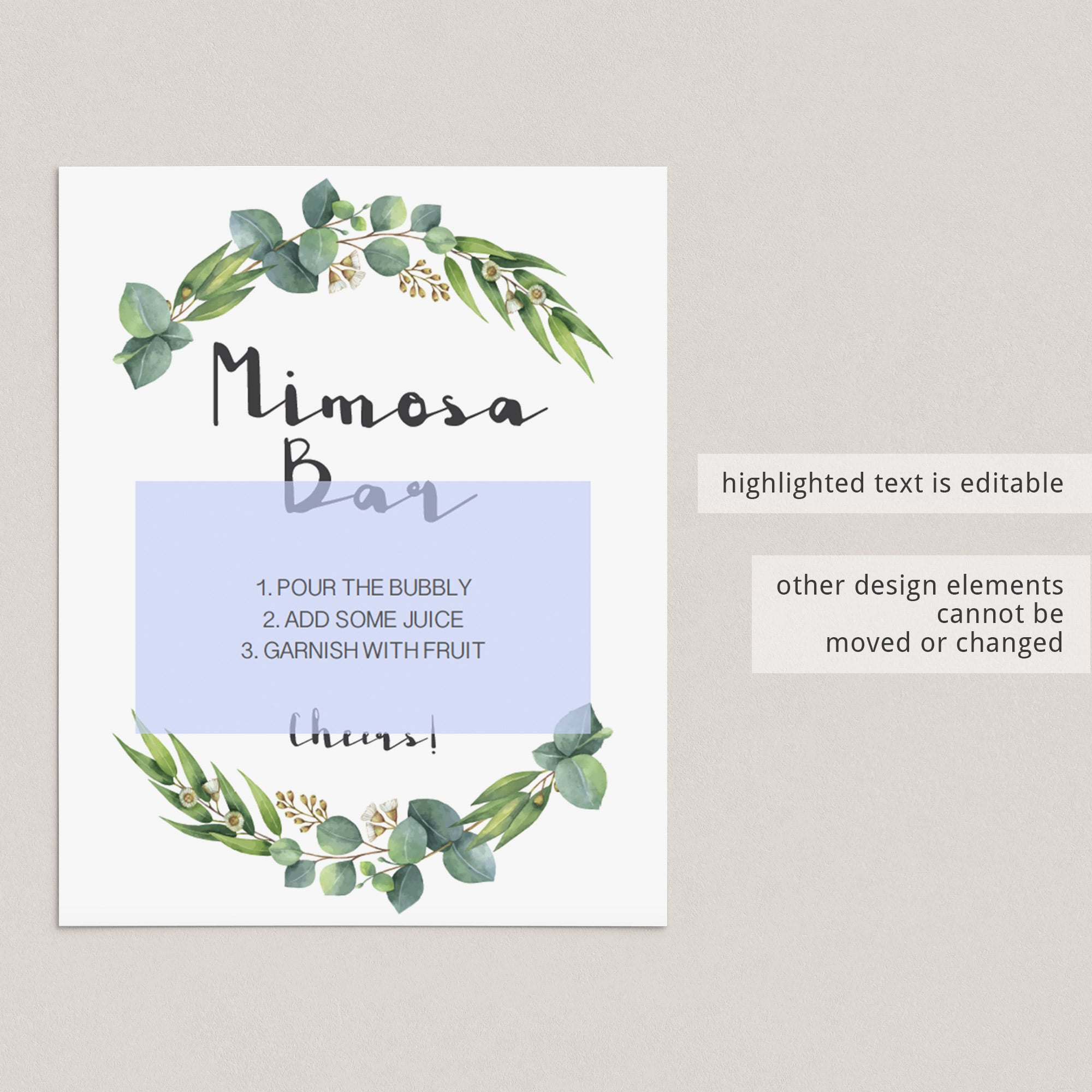 Editable green baby party mimosa bar sign by LittleSizzle
