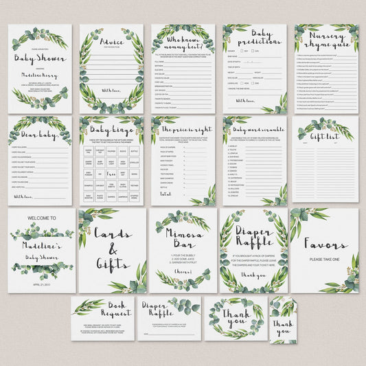 Eucalyptus Baby Shower Printable Full Package by LittleSizzle