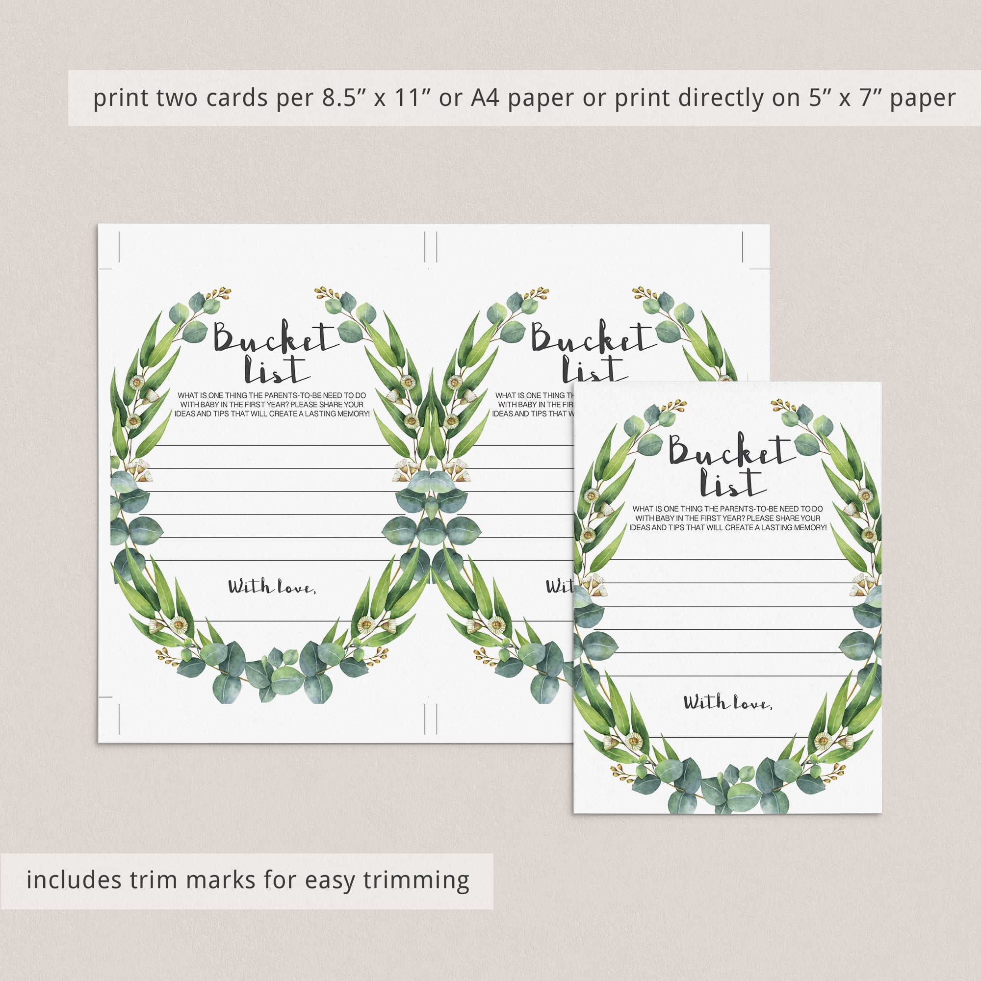 Greenery wreath baby shower keepsakes by LittleSizzle