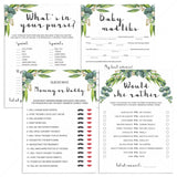 Popular games for baby shower printables eucalyptus leaves by LittleSizzle