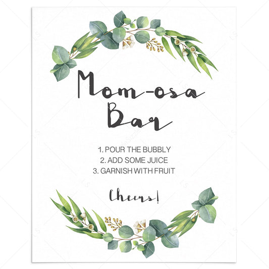 Botanical baby shower momosa table sign printable by LittleSizzle