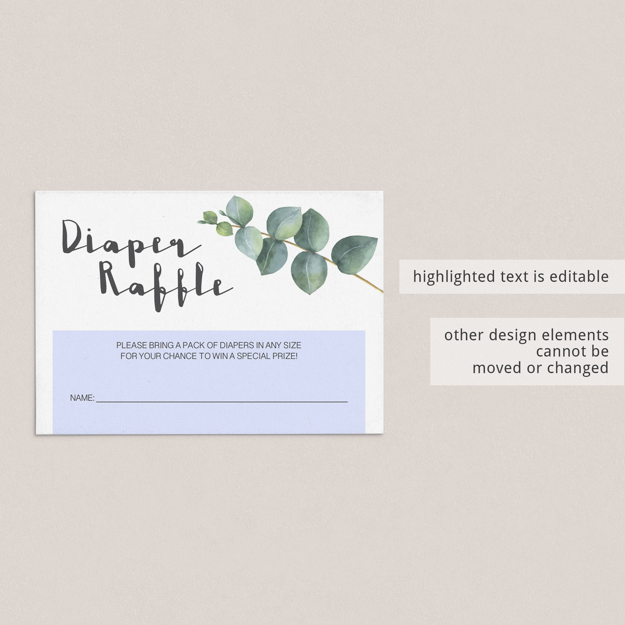 Instant download diaper raffle tickets for greenery baby shower by LittleSizzle