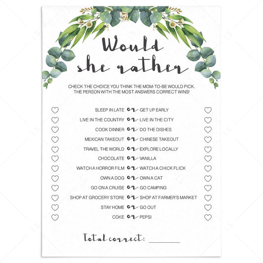 Would she rather baby shower game gender neutral by LittleSizzle
