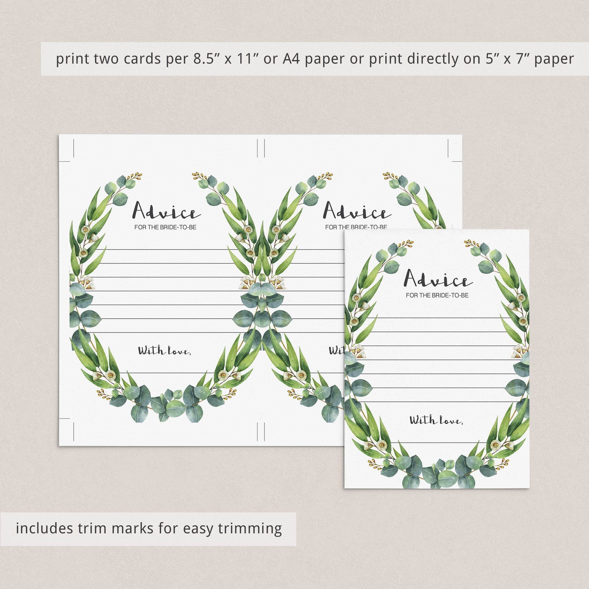 botanical wedding advice for the bride to be cards instant download