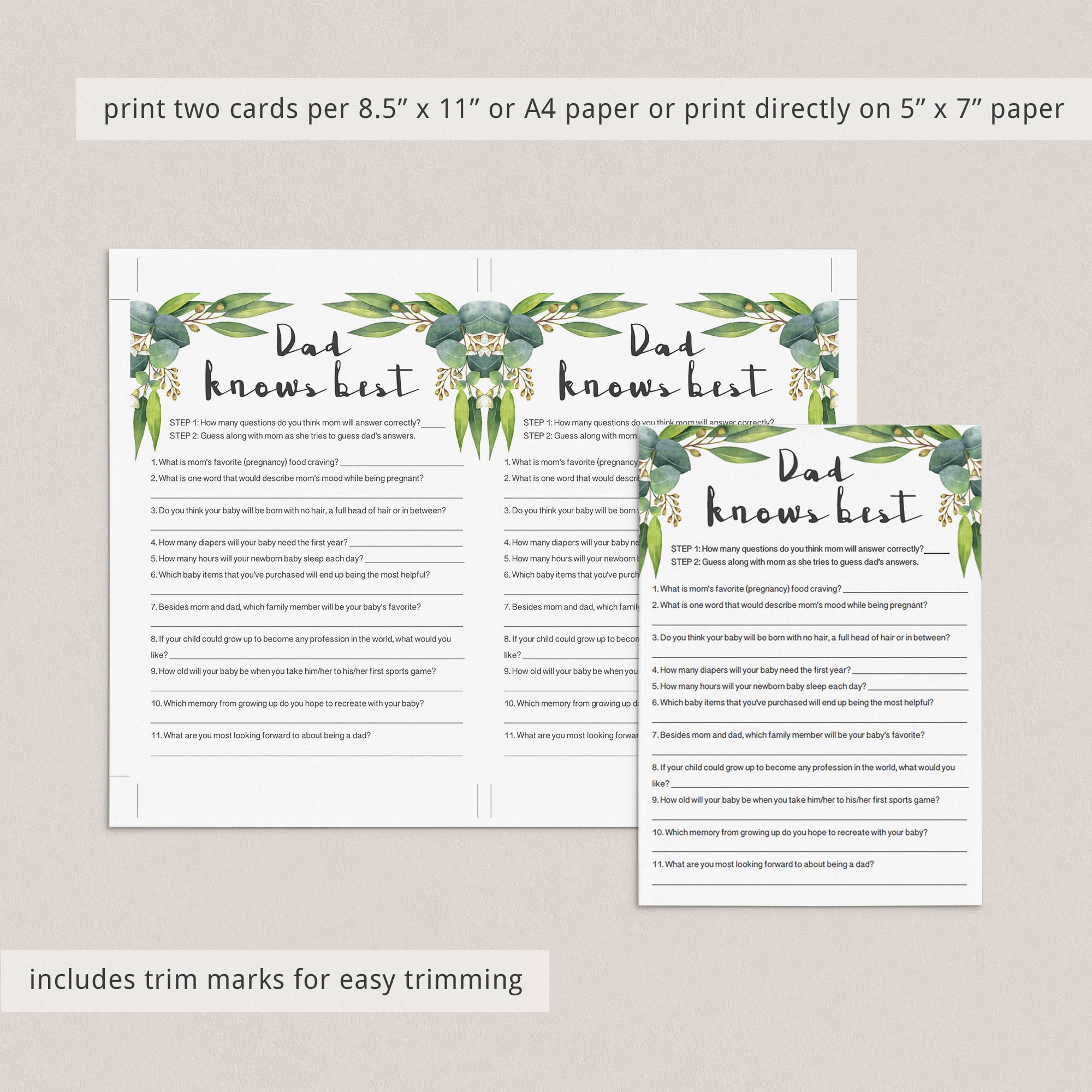Who knows dad best baby shower game by LittleSizzle