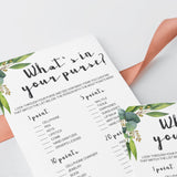 Eucalyptus baby shower game whats in your purse by LittleSizzle