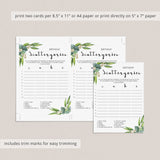 Eucalyptus Birthday Party Ideas Scattergories Game Printable