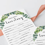 eucalyptus wedding shower mad libs game cards