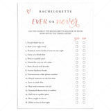 Ever or Never Rose Gold Bachelorette Game by LittleSizzle
