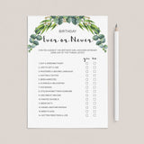 Funny Birthday Party Game for Women Ever or Never Printable by LittleSizzle