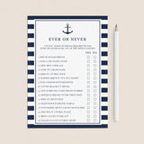 Bachelorette Ever or Never Game Nautical Theme by LittleSizzle