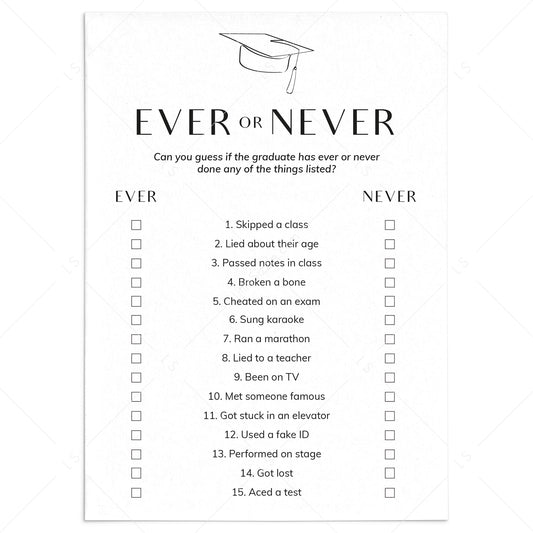 Ever or Never Graduation Party Game Download by LittleSizzle