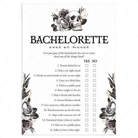Skull Bachelorette Game Ever or Never Printable by LittleSizzle