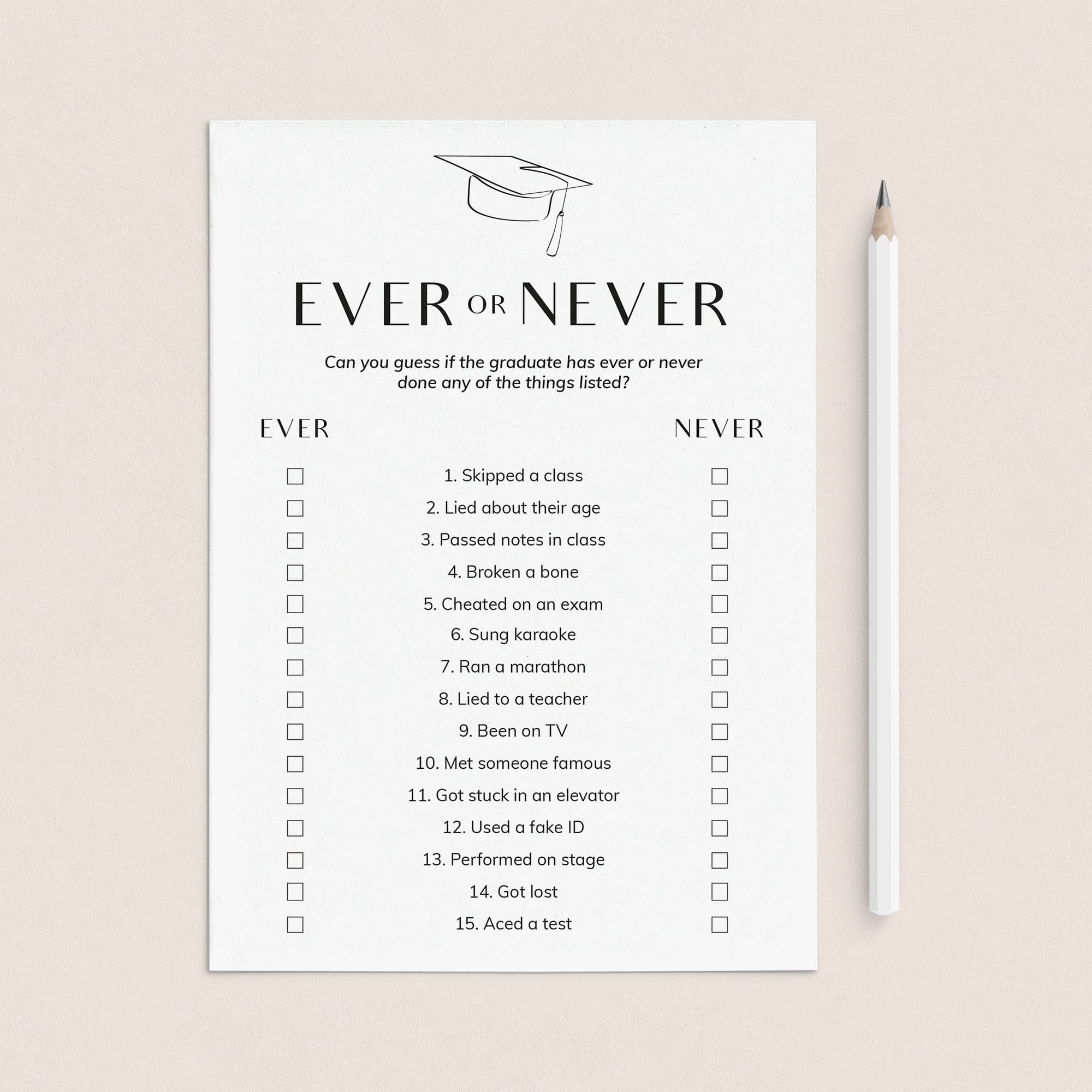 Ever or Never Graduation Party Game Download by LittleSizzle