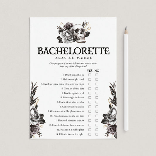 Skull Bachelorette Game Ever or Never Printable by LittleSizzle