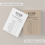 Ever or Never Icebreaker Game Conversation Starter Printable