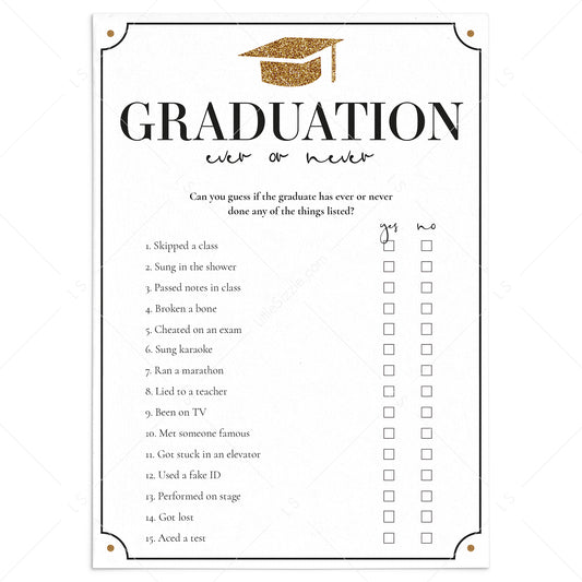 Has The Grad Ever Graduation Party Game Printable by LittleSizzle