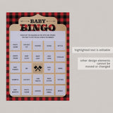 Buffalo Plaid Baby Bingo Cards Prefilled, Blank and Template