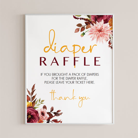 Vintage Floral BabyShower Diaper Raffle Sign Template by LittleSizzle