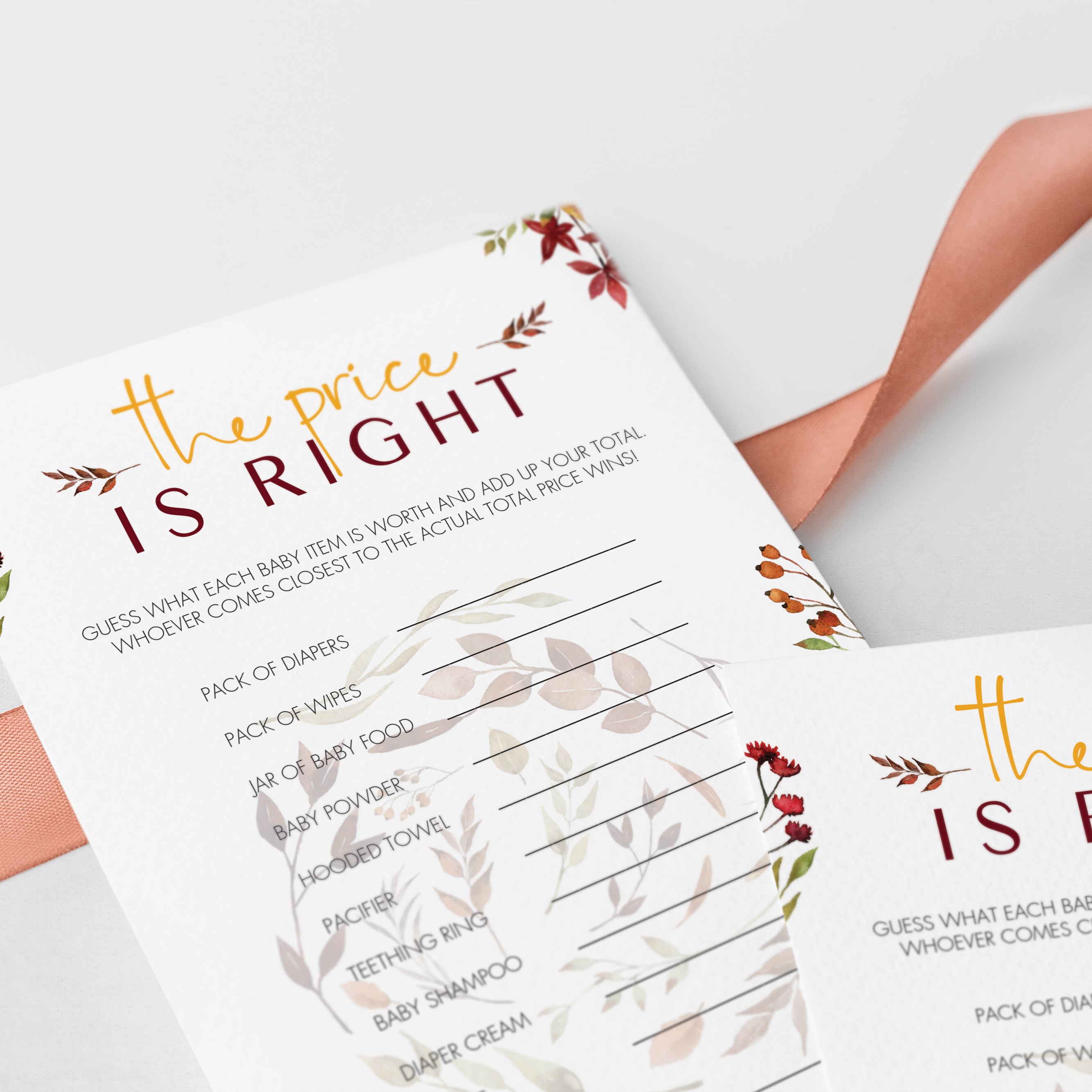 The price is right game printable autumn theme by LittleSizzle
