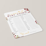 Autumn Themed BabyShower Game Name The Baby Animal Printable