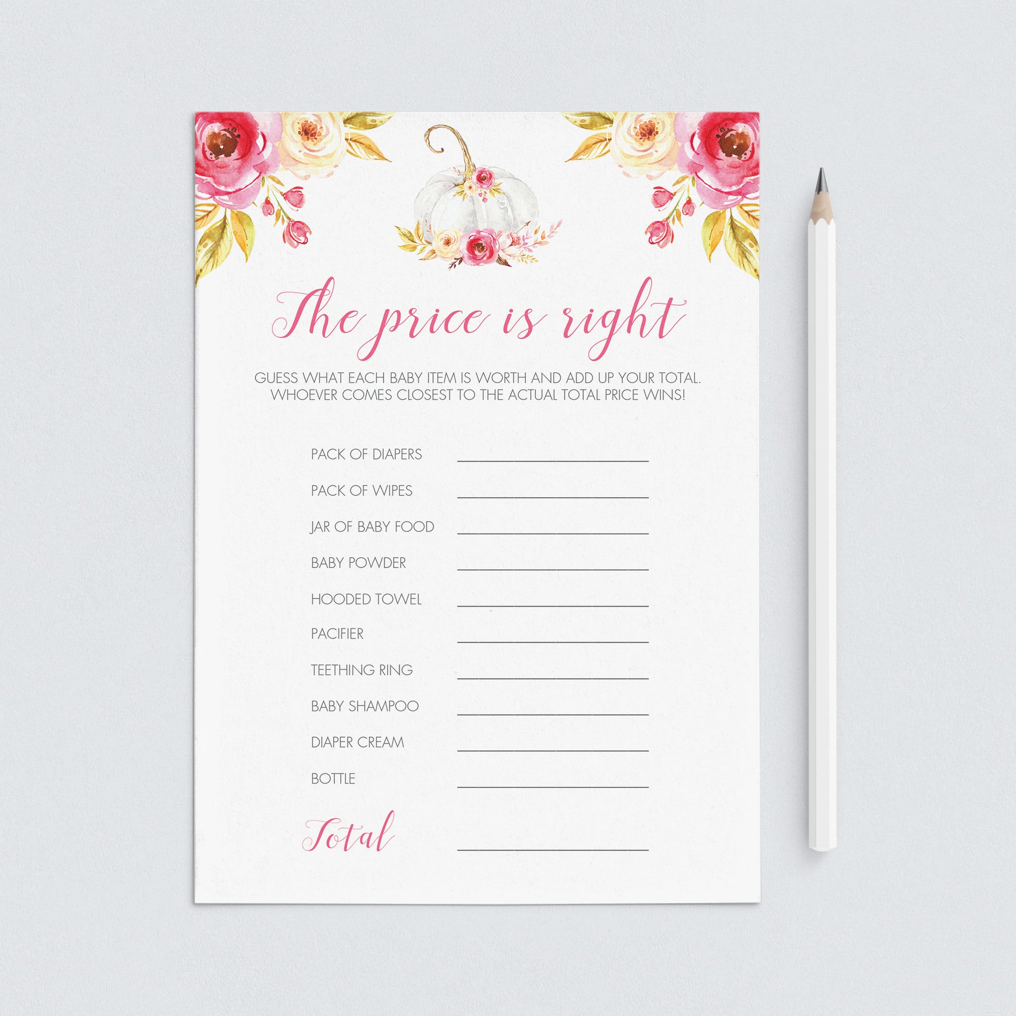 Pink floral baby shower games for girls by LittleSizzle