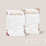 Baby Prediction Cards DIY Fall Baby Shower