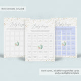 Pumpkin Baby Shower Bingo Cards Prefilled, Blank and Template