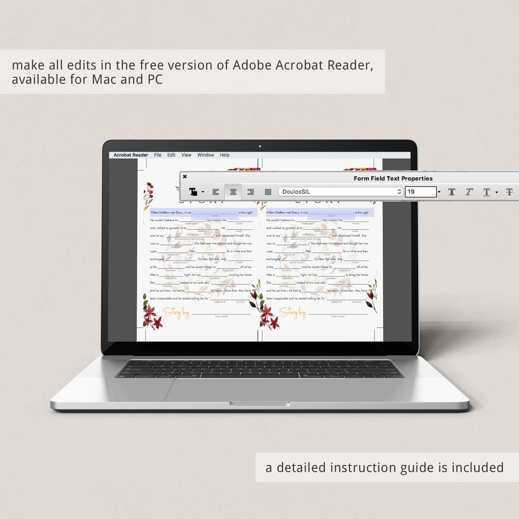 Customized love story mad libs game for bridal party by LittleSizzle