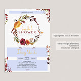 Burgundy Floral Bridal Shower Package Autumn Wedding Printables
