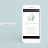 Fall in Love Bridal Shower Invitation with Watercolor Pumpkin