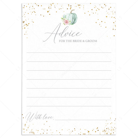 Fall Wedding Advice Cards with Watercolor Pumpkin by LittleSizzle