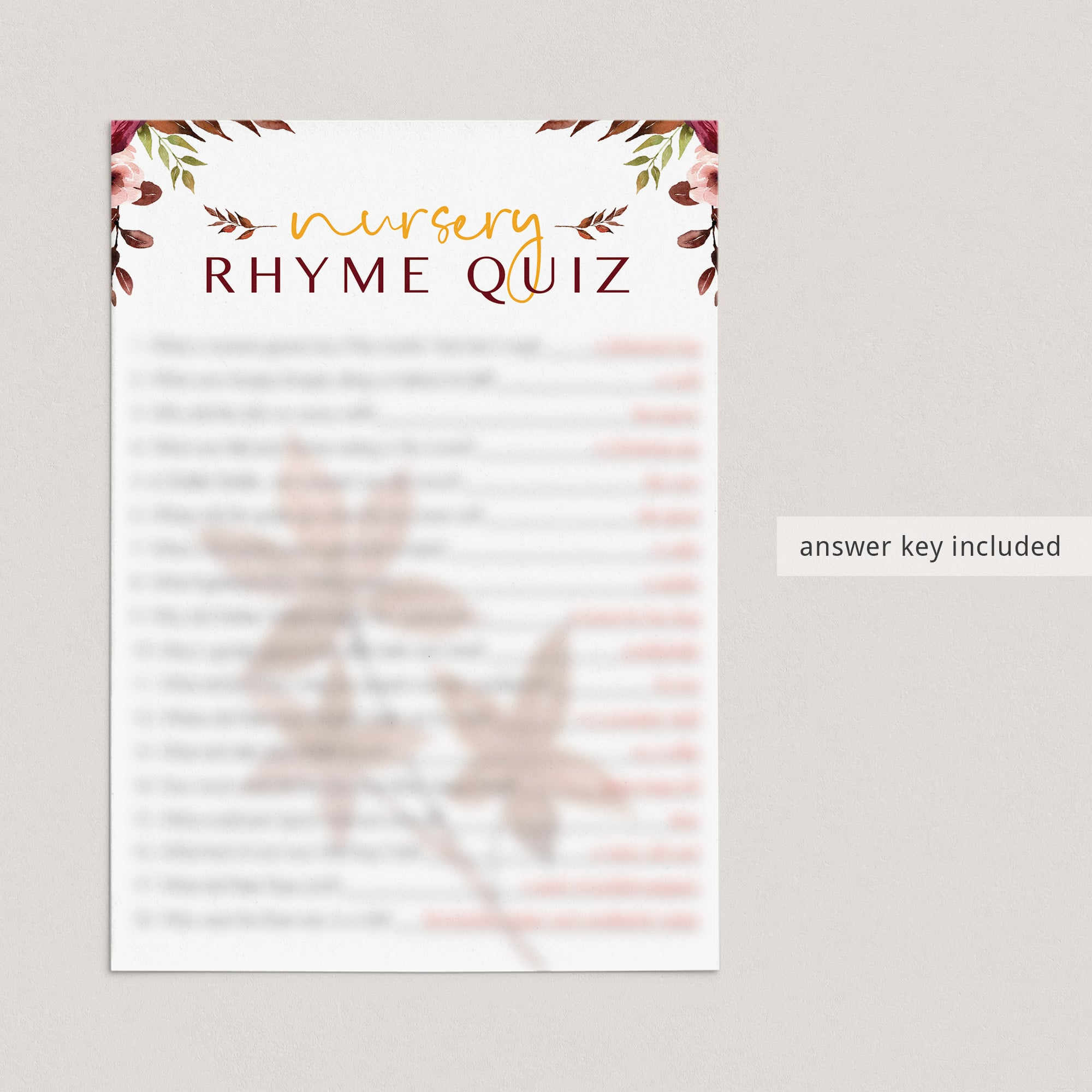 Watercolor fall leaves baby shower games by LittleSizzle