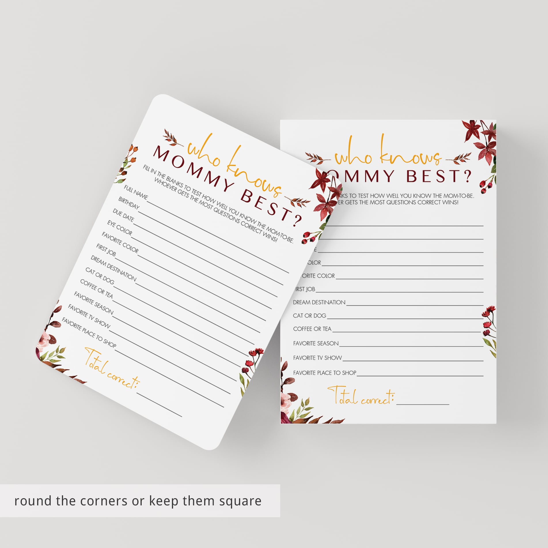 Autumn baby shower games bundle by LittleSizzle