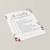 Editable Over or Under Game Template Bohemian Theme